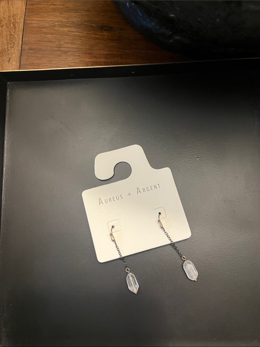 Banana Republic Clear Crystal Drop Chain Earrings